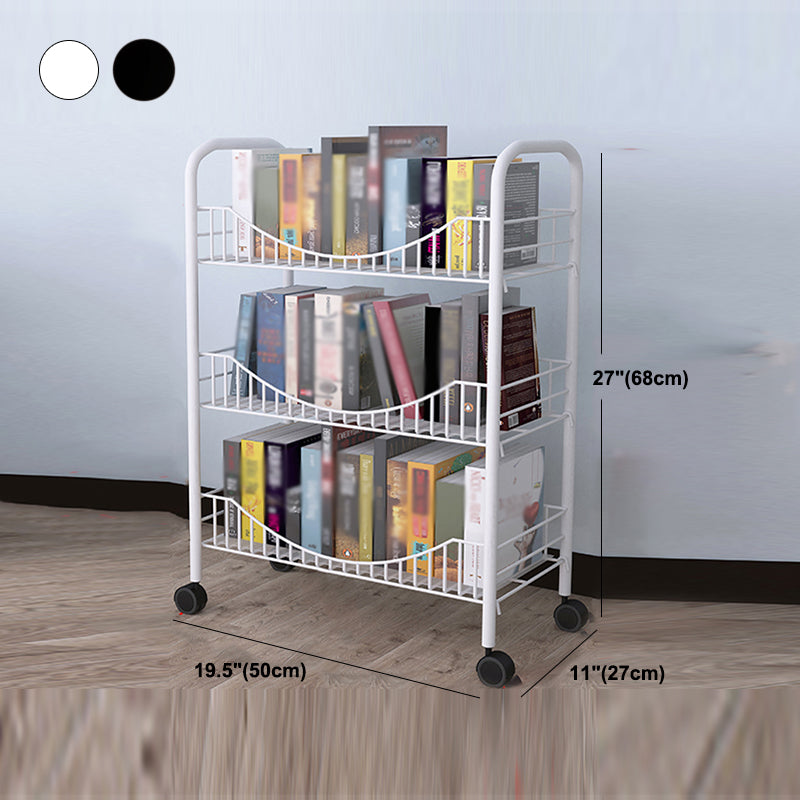 Steel Industrial Etagere Bookshelf Open Vertical Bookshelf with Caster Wheels