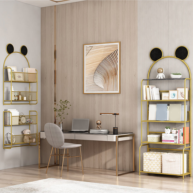 Libreria in stile glam a parete per la casa per l'ufficio e la sala da studio