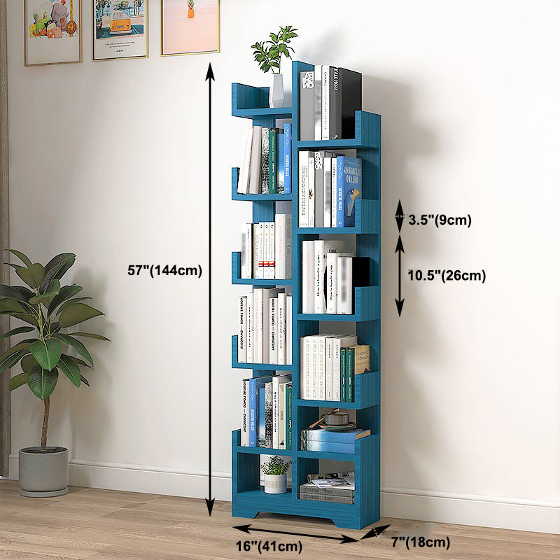 Skandinavisch hergestelltes Holzgeometrie -Bücherregal vertikaler offener Bücherregal