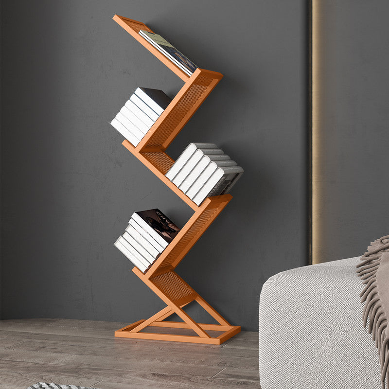 Closed Back Bookshelf Scandinavian Style Metal Bookcase for Home Office