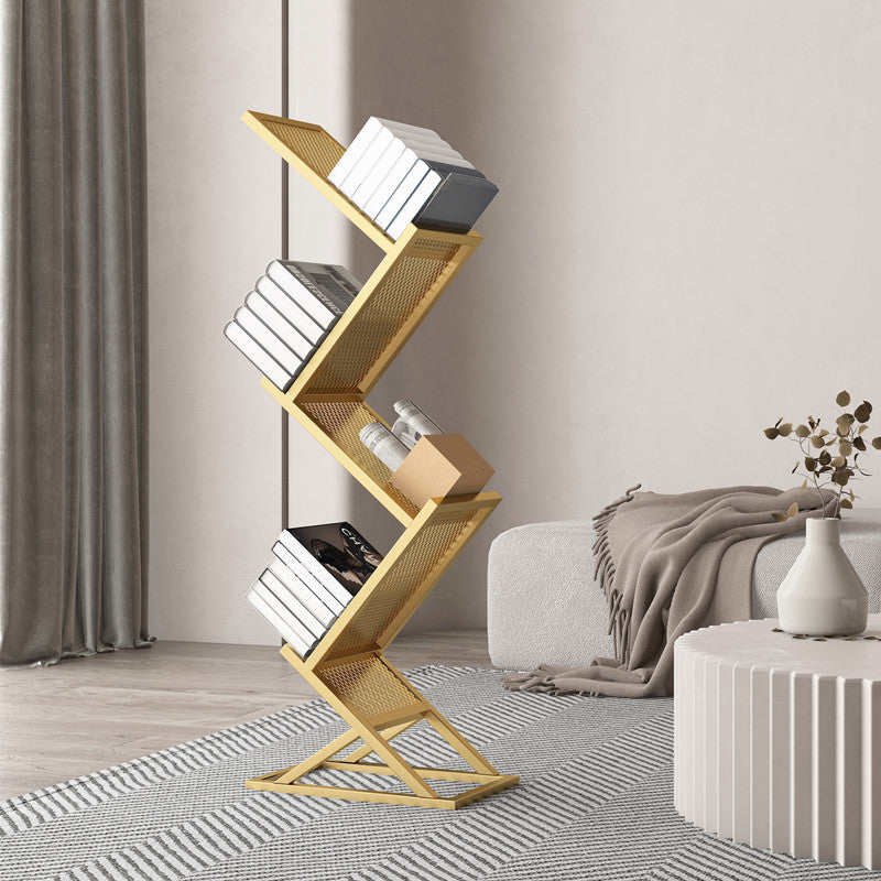 Closed Back Bookshelf Scandinavian Style Metal Bookcase for Home Office