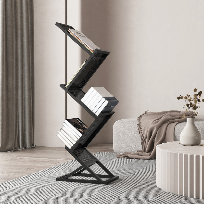 Closed Back Bookshelf Scandinavian Style Metal Bookcase for Home Office