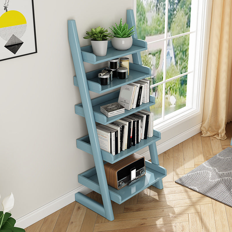 Gummiholz ​​Leiter Bücherregal Moderne Open Back Bookshelf für Heimbüro