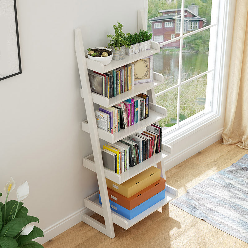 Rubber Wood Ladder Bookshelf Modern Open Back Bookshelf for Home Office