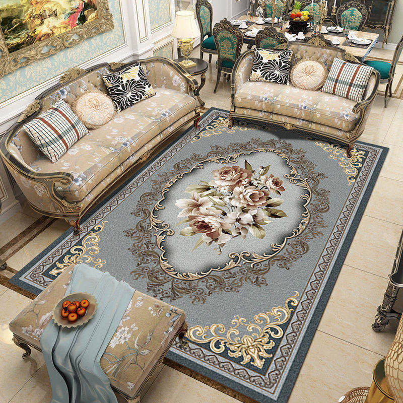 Light Gold Deer Rug Polyester Modern Rug Washable Rug for Living Room