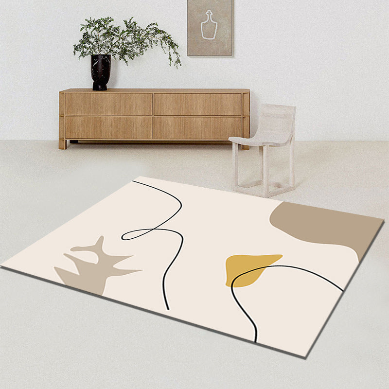 Beige Abstract Color Lump Rug Polyetser Modern Rug Stain Resistant Rug for Living Room