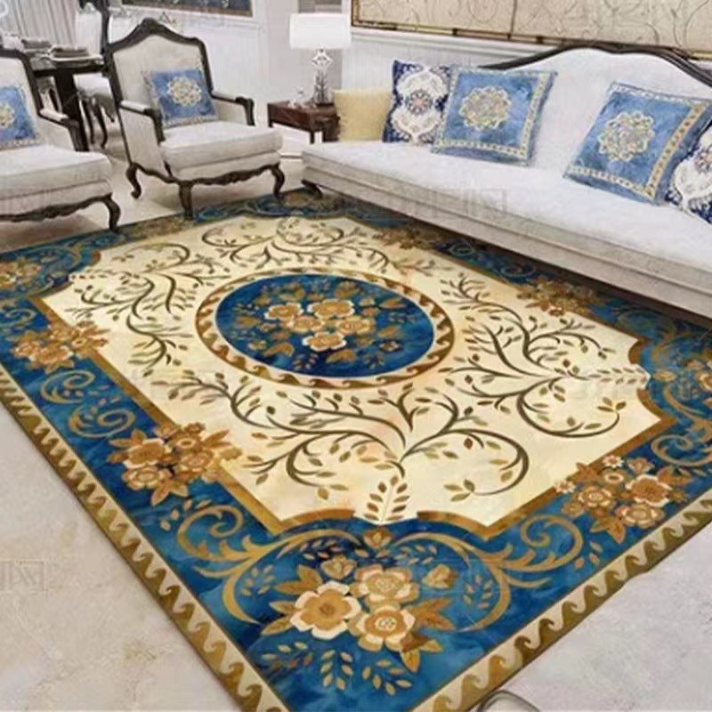 Wine Red Graphic Rug Polyester Retro Rug Stain Resistant Rug for Home Decor