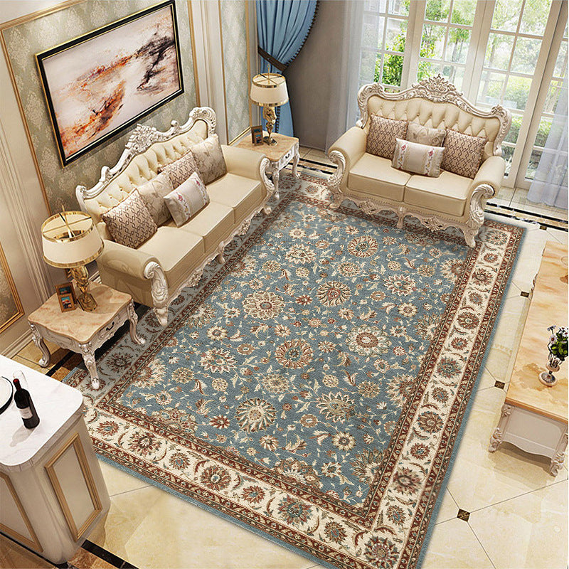 Light Yellow Graphic Rug Polyester Luxurious Rug Non-Slip Backing Rug for Drawing Room