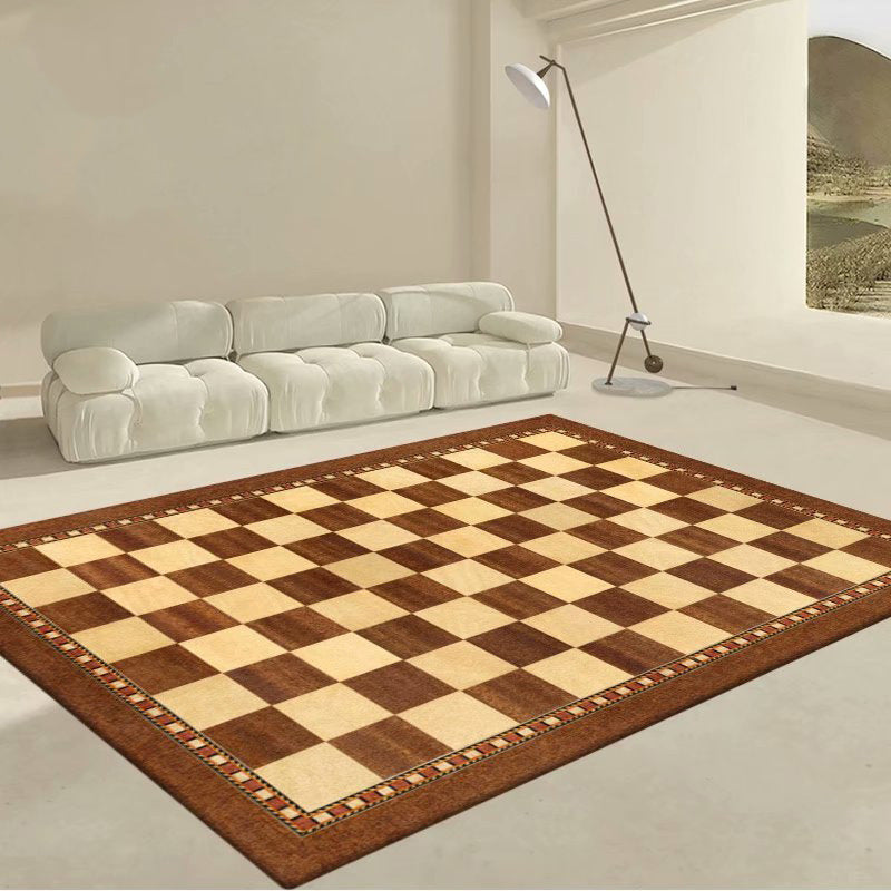 Green Grating Rug Polyester Modern Area Rug Non-Slip Backing Rug for Home Decor