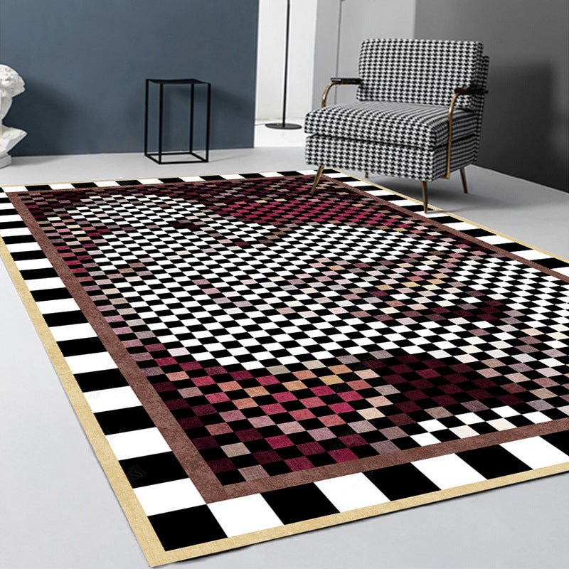 Green Grating Rug Polyester Modern Area Rug Non-Slip Backing Rug for Home Decor