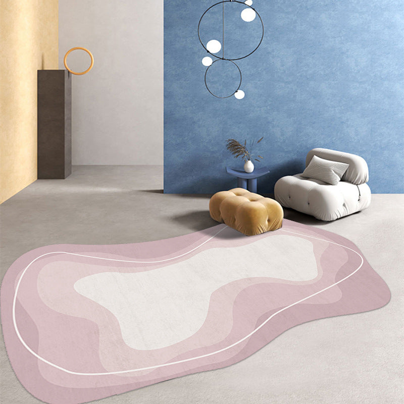 Light Pink Casual Rug Polyester Gradient Ramp Rug Stain Resistant Rug for Living Room