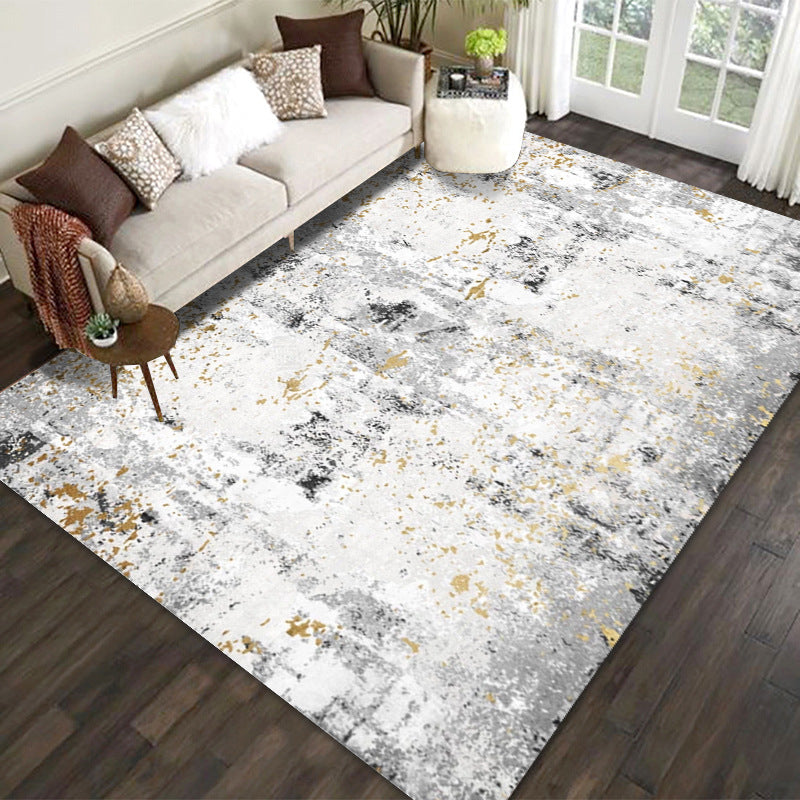 Tapis gris médaillon polyester tapis lavable vintable pour décoration intérieure