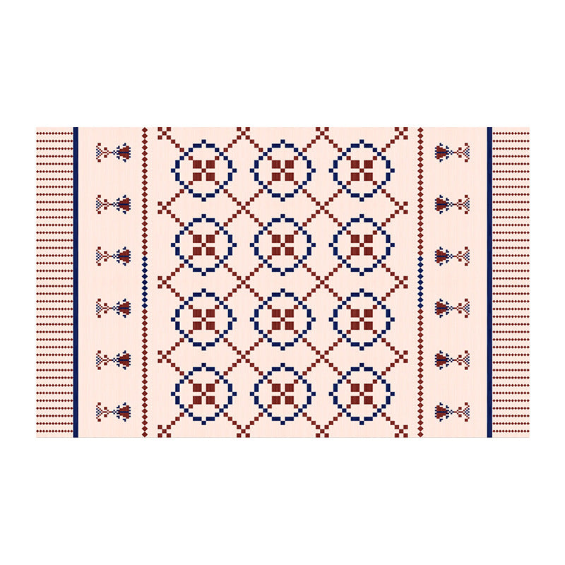 Yellow Retro Rug Polyester Pattern Rug Stain Resistant Rug for Living Room