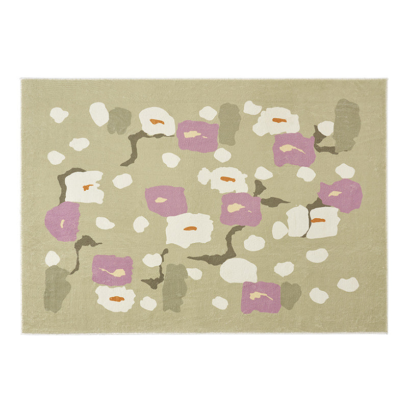 Beige Modern Carpet Polyester Plant Carpet Stain Resistant Carpet for Living Room