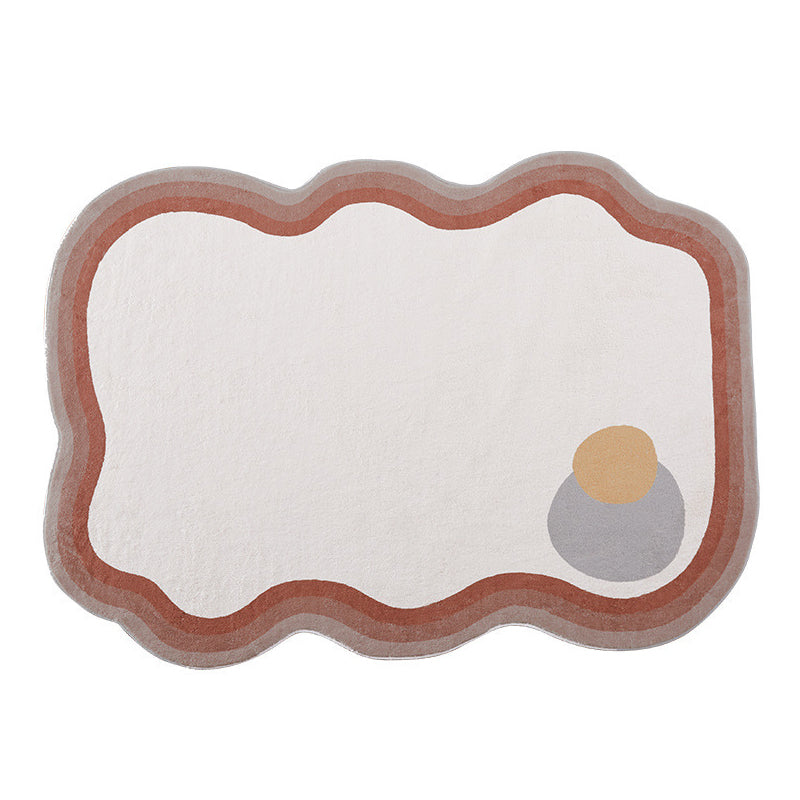 Dark Brown Irregular Circle Rug Polyester Modern Rug Washable Rug for Home Decor