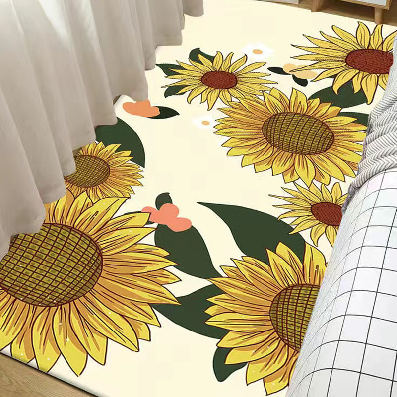 Tappeto di girasole giallo poliestere semplice tappeto senza slip per camera da letto