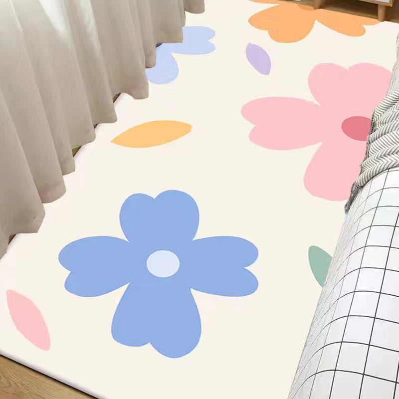 Yellow Sunflower Rug Polyester Simple Rug Non-Slip Backing Rug for Bedroom