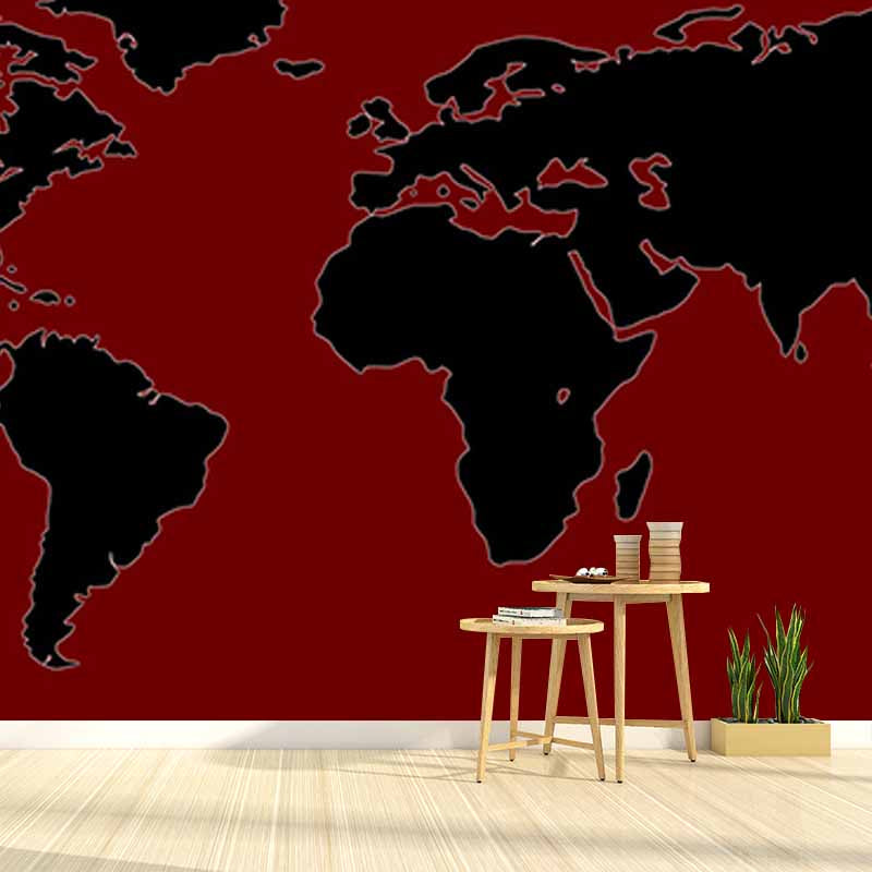 Illustration Stain Resistant Wall Mural Wallpaper Map Sitting Room Wall Mural