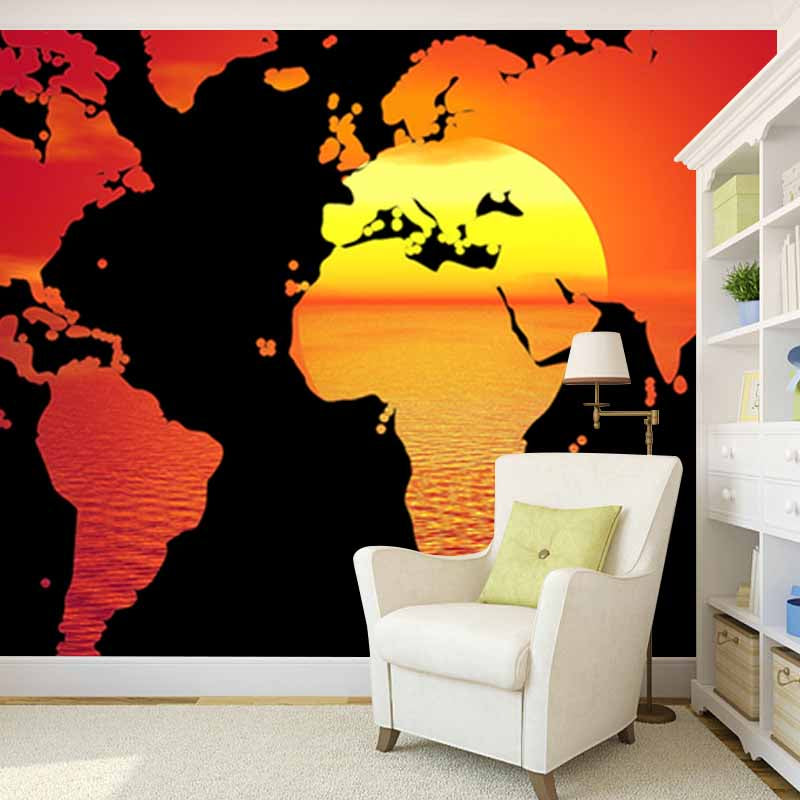 Illustration Stain Resistant Wall Mural Wallpaper Map Sitting Room Wall Mural