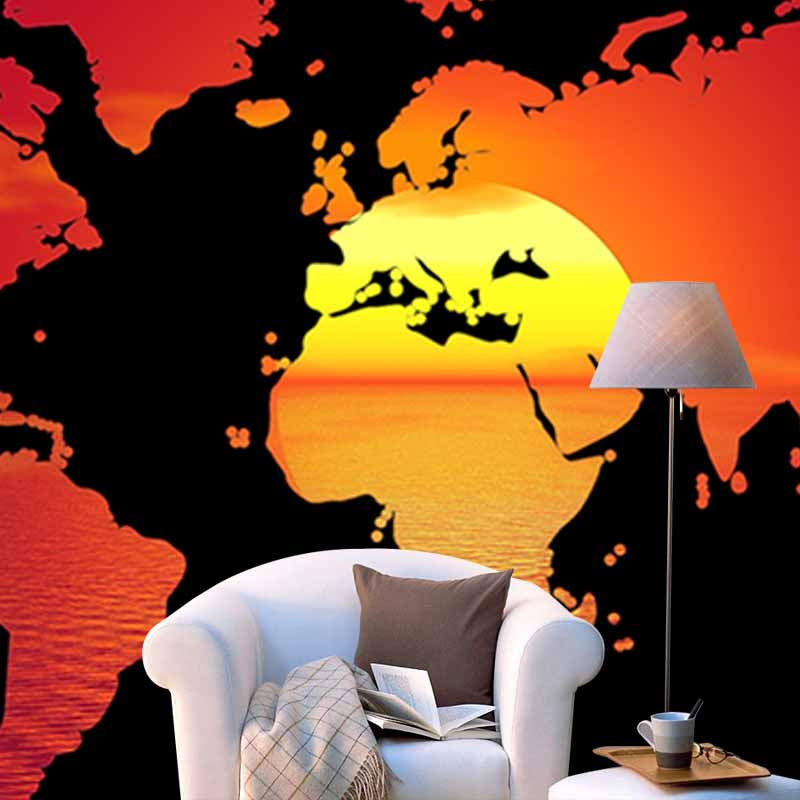 Illustration Stain Resistant Wall Mural Wallpaper Map Sitting Room Wall Mural