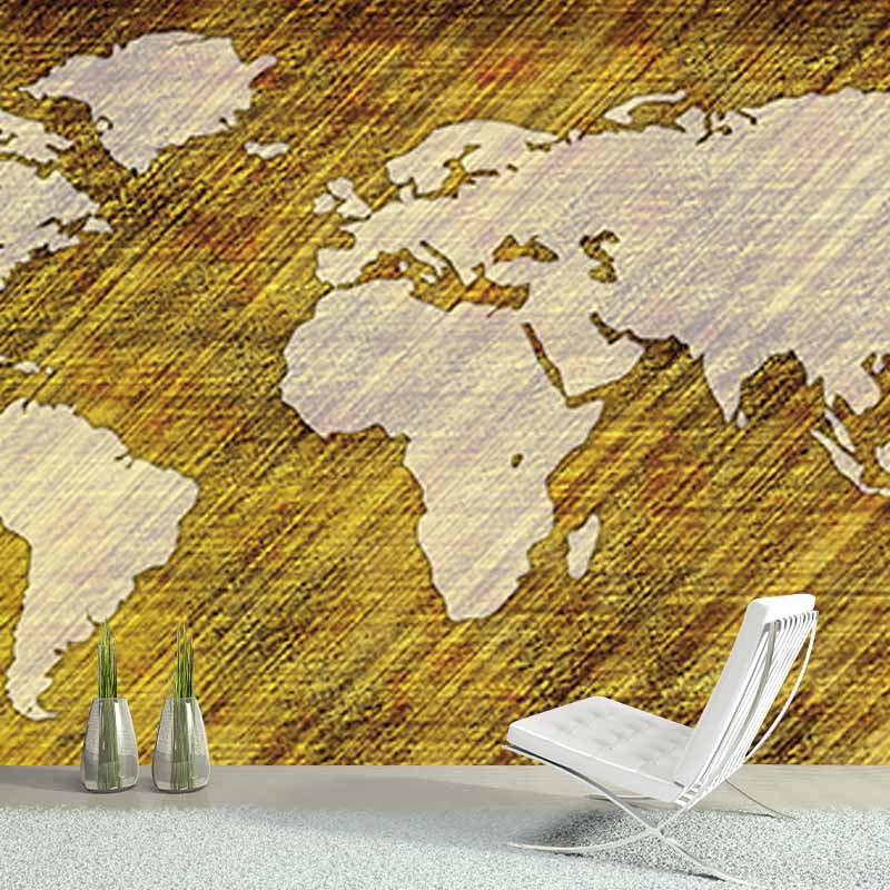 Washable Stain Resistant Mural Wallpaper Map Illustration Indoor Wall Mural