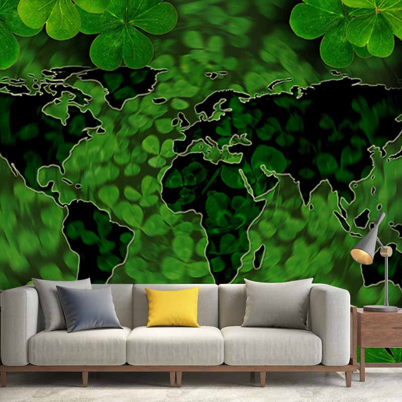 Washable Stain Resistant Mural Wallpaper Map Illustration Indoor Wall Mural