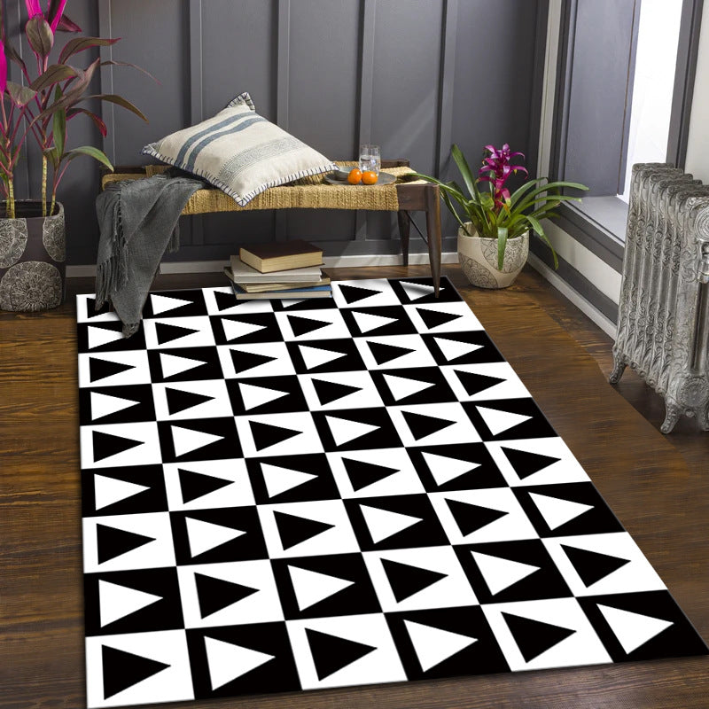 Brown Checkerboard Carpet Polyester Modern Carpet Non-Slip Backing Carpet for Drawing Room