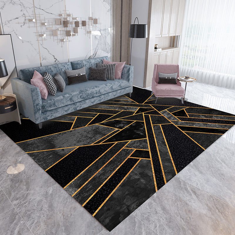 Alfombra de poliéster de patrón de geometría marrón alfombra simplable para sala de estar para sala de estar