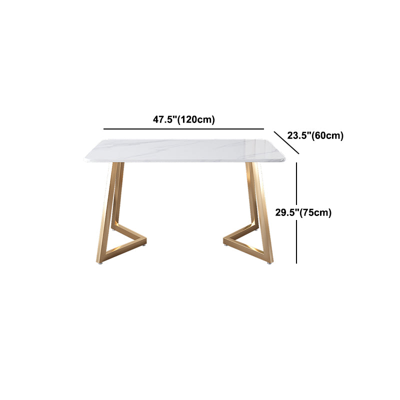 Metal Mesa de comedor de piedra sinterizada de rectángulo de lujo tradicional con base de trineo