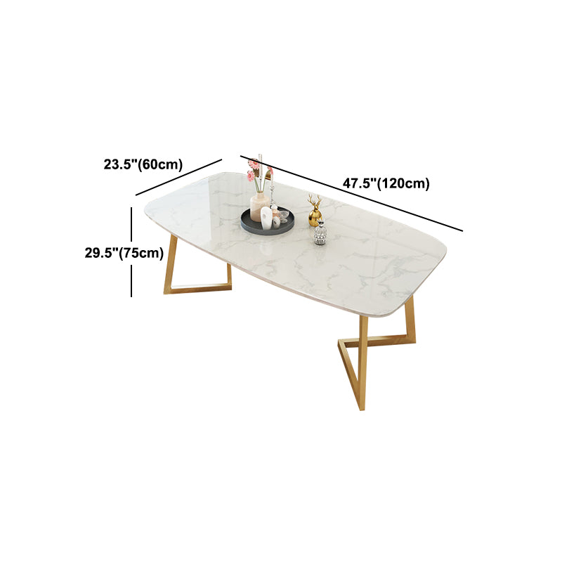 Metal Mesa de comedor de piedra sinterizada de rectángulo de lujo tradicional con base de trineo