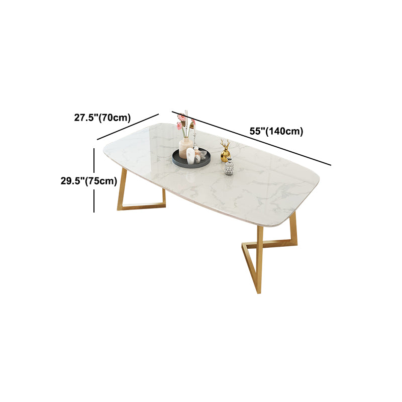Metal Mesa de comedor de piedra sinterizada de rectángulo de lujo tradicional con base de trineo
