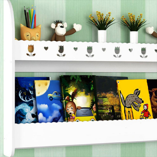 2-Shelf Floating Bookcase Contemporary Style Wood Wall Mounted Book Shelf