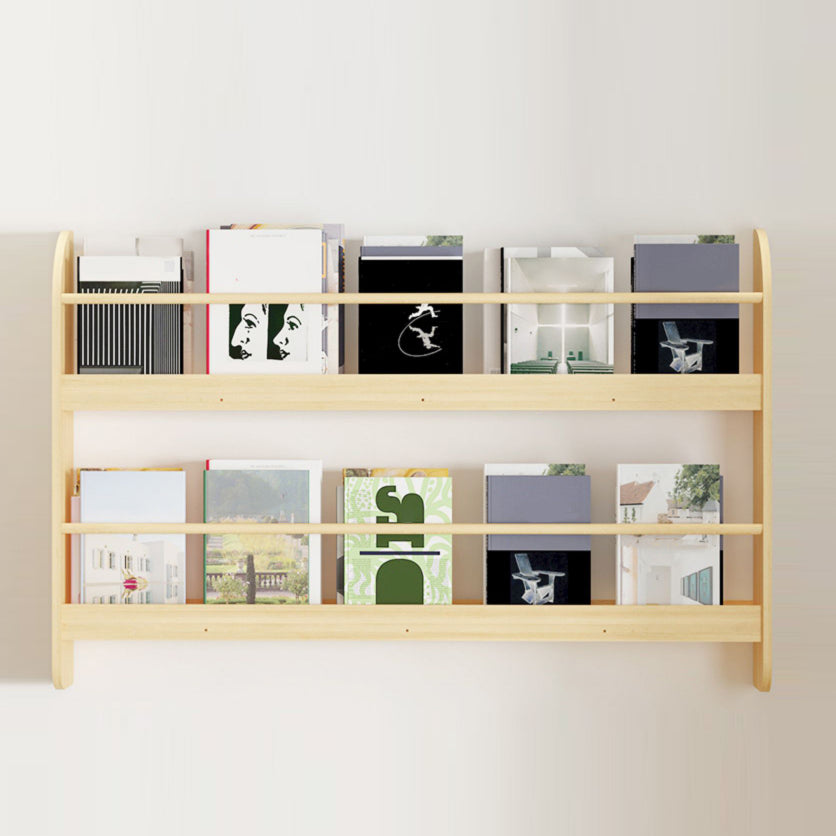 2-Shelf Floating Bookcase Contemporary Style Wood Wall Mounted Book Shelf