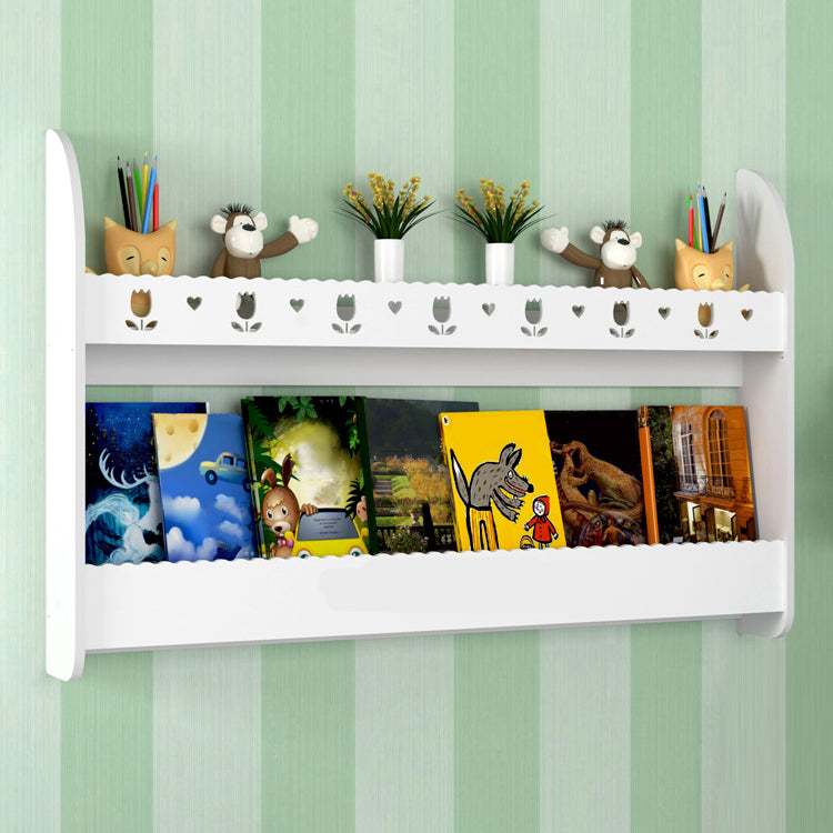 2-Shelf Floating Bookcase Contemporary Style Wood Wall Mounted Book Shelf