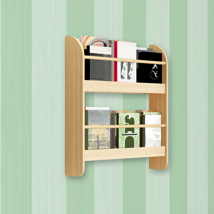 2-Shelf Floating Bookcase Contemporary Style Wood Wall Mounted Book Shelf