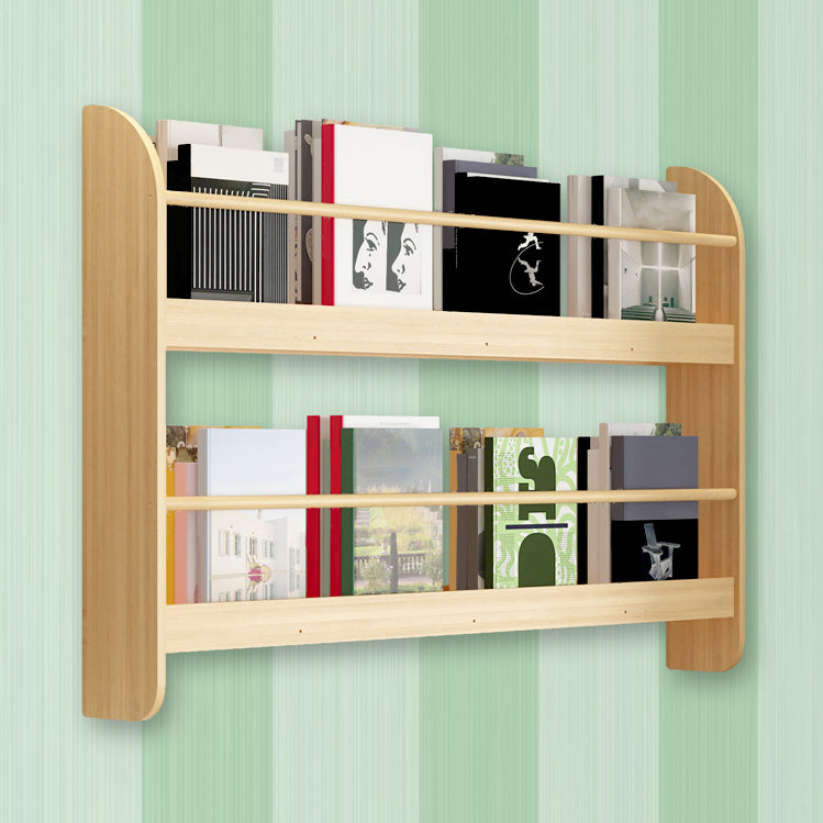 2-Shelf Floating Bookcase Contemporary Style Wood Wall Mounted Book Shelf