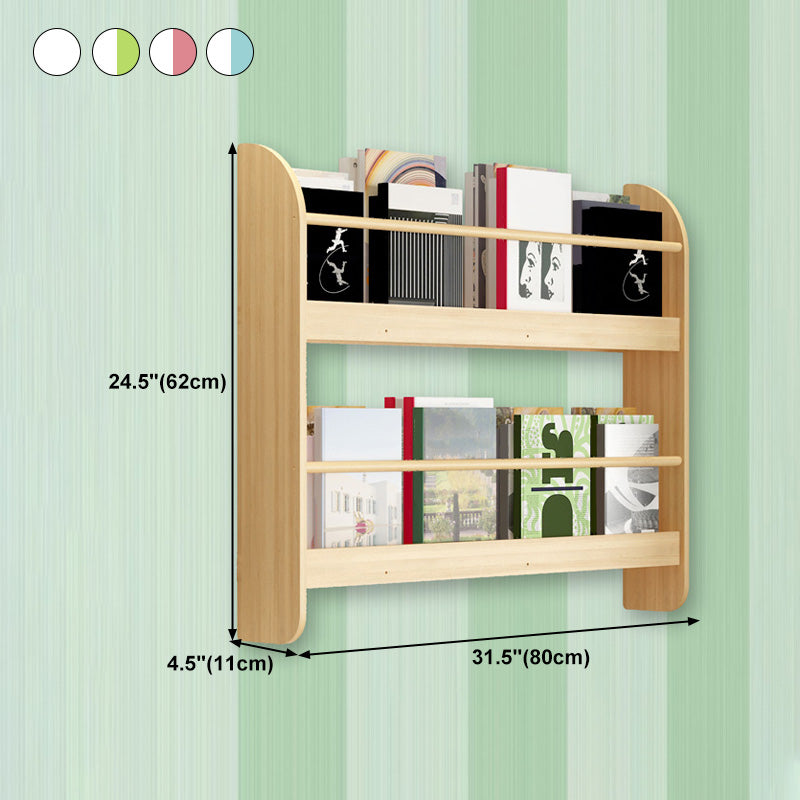 2-Shelf Floating Bookcase Contemporary Style Wood Wall Mounted Book Shelf