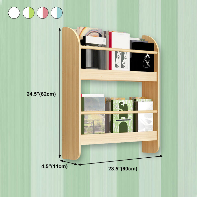 2-Shelf Floating Bookcase Contemporary Style Wood Wall Mounted Book Shelf