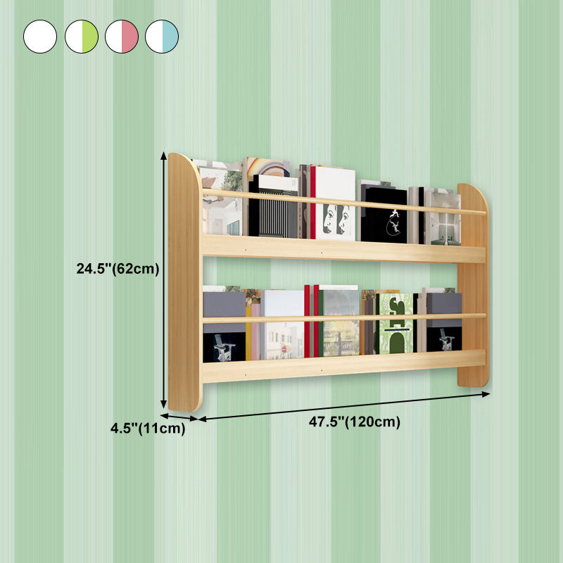 2-Shelf Floating Bookcase Contemporary Style Wood Wall Mounted Book Shelf