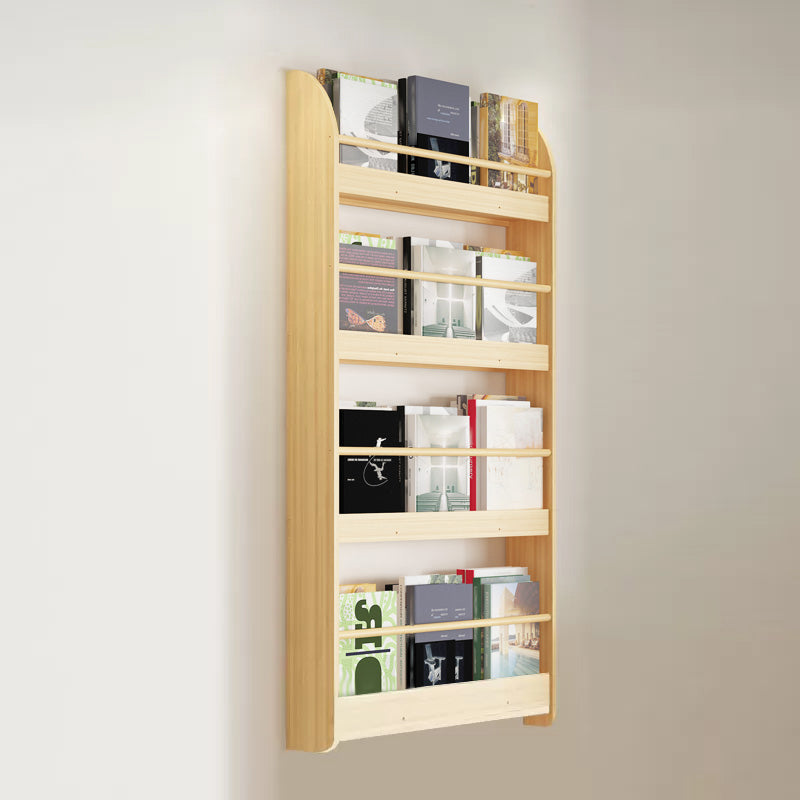Wood Floating Bookcase Contemporary Style Wall Mounted Book Shelf