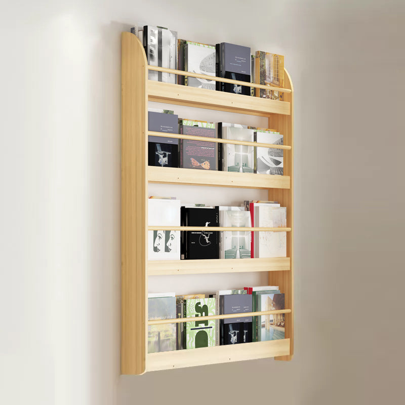 Wood Floating Bookcase Contemporary Style Wall Mounted Book Shelf