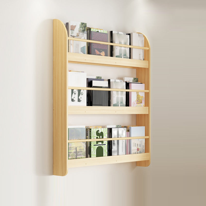 Wood Floating Bookcase Contemporary Style Wall Mounted Book Shelf