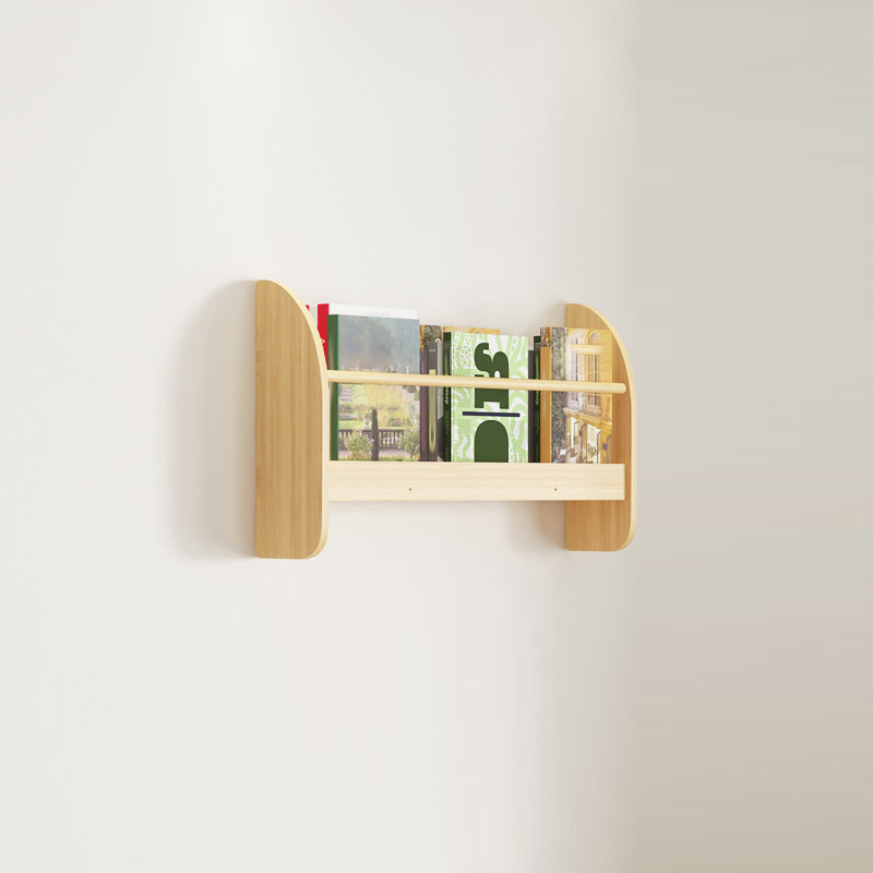 Wood Floating Bookcase Contemporary Style Wall Mounted Book Shelf