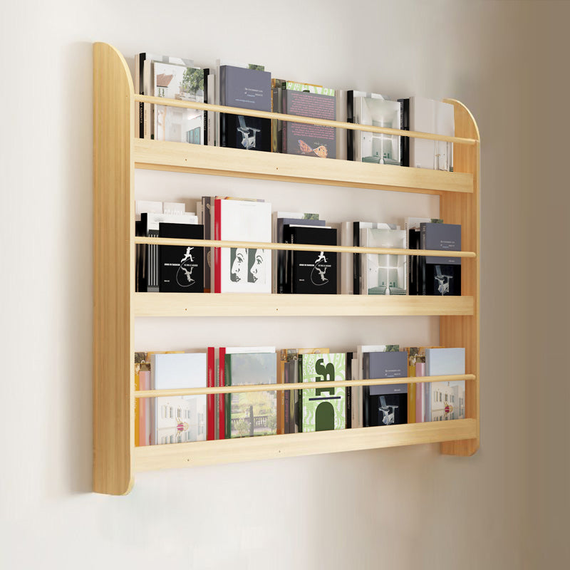 Wood Floating Bookcase Contemporary Style Wall Mounted Book Shelf