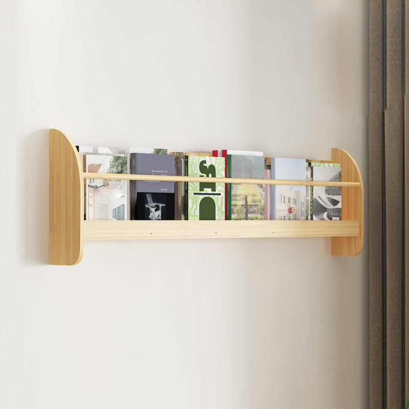 Wood Floating Bookcase Contemporary Style Wall Mounted Book Shelf