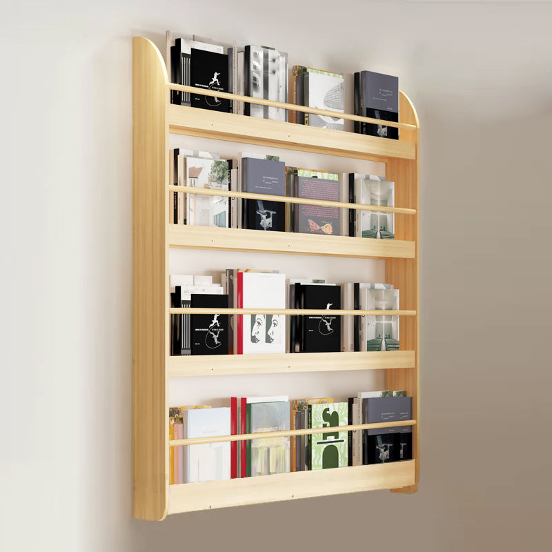 Wood Floating Bookcase Contemporary Style Wall Mounted Book Shelf