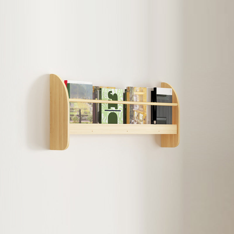 Wood Floating Bookcase Contemporary Style Wall Mounted Book Shelf
