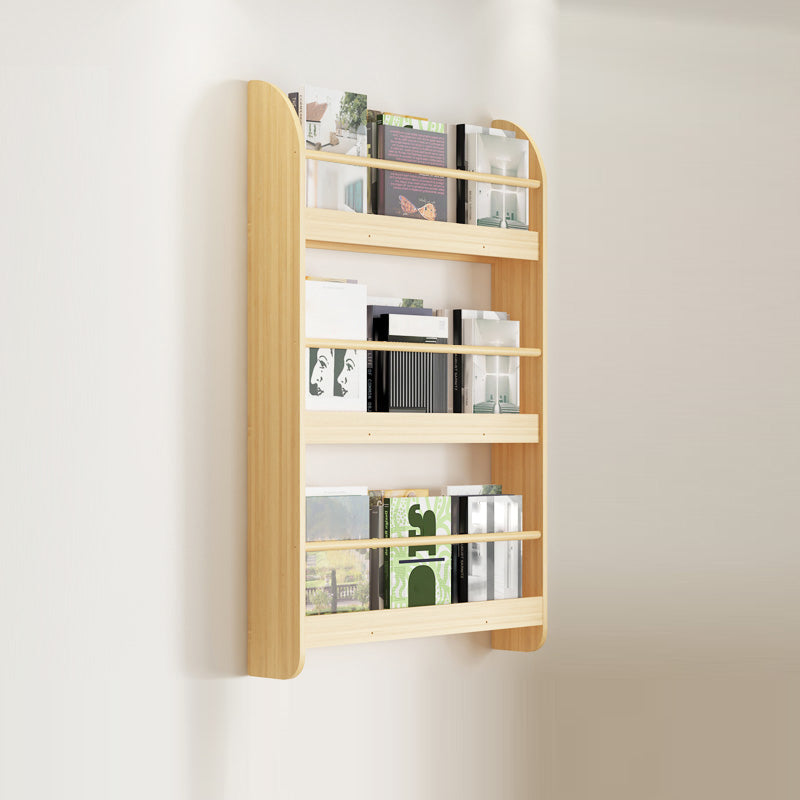 Wood Floating Bookcase Contemporary Style Wall Mounted Book Shelf