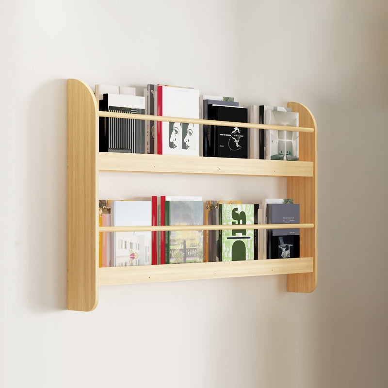 Wood Floating Bookcase Contemporary Style Wall Mounted Book Shelf