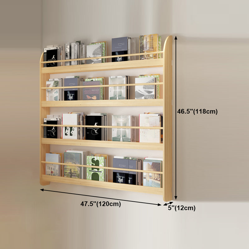 Wood Floating Bookcase Contemporary Style Wall Mounted Book Shelf
